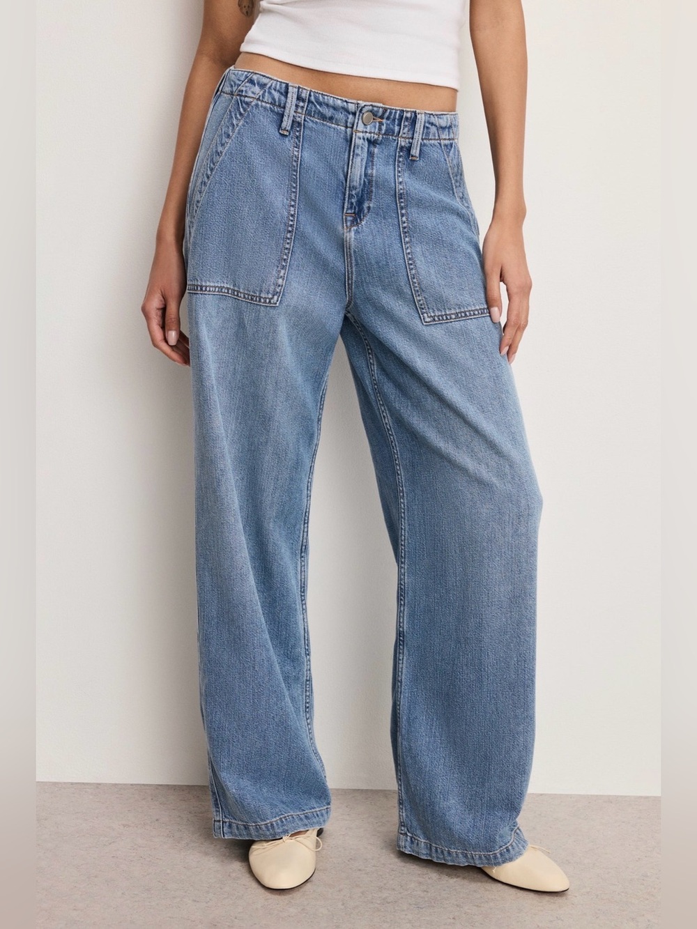 NWT Good American Lite Linen Denim Pants Size 12 - Picture 2 of 12